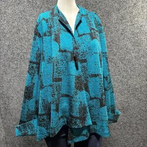 Yushi Womens Abstract Swing Tunic Top Jacket XL Artsy Unique Bold Statement